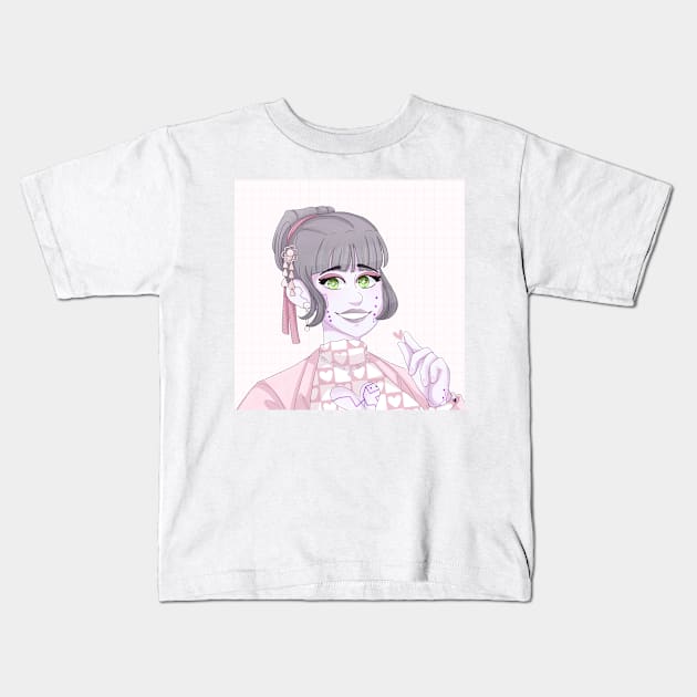 Anime Girl Pixal Kids T-Shirt by Owlhana